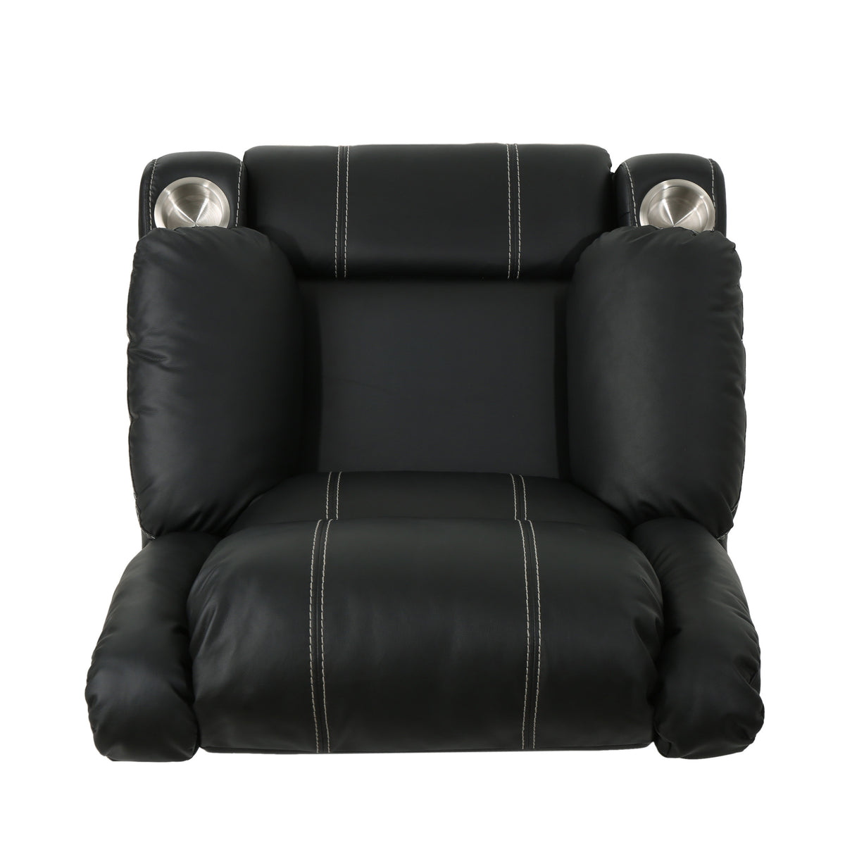 Glider Recliner With Steel Cup Holders Black Pu