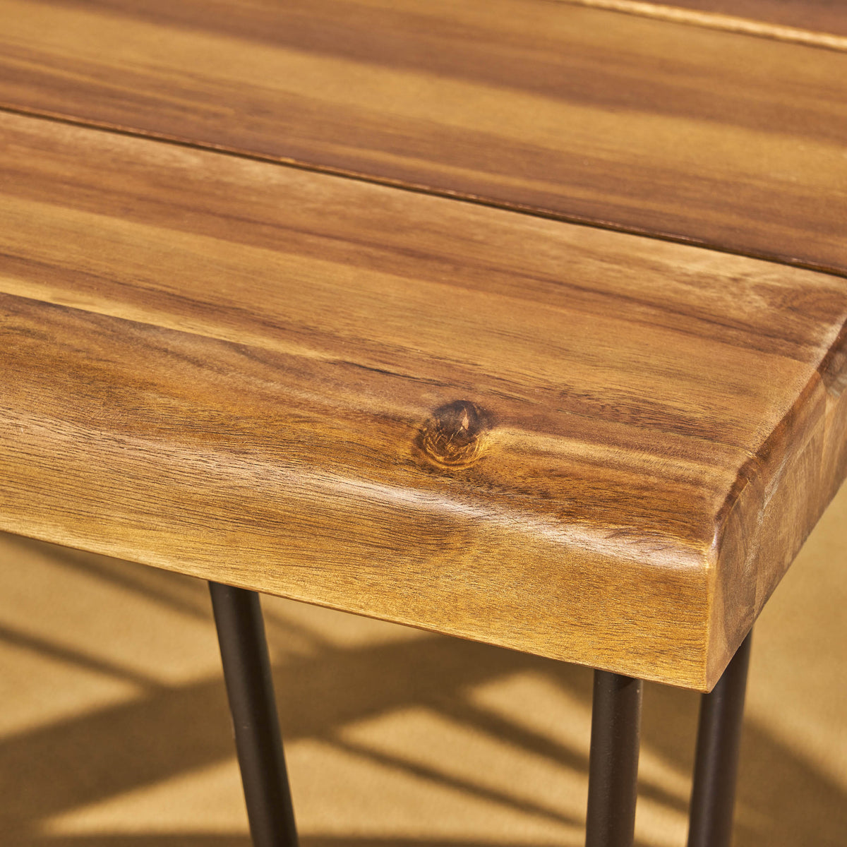 Zion Industrial Wood And Metal Rectangular Dining Table Teak Wood