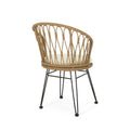 Tavon Chair,2Pcs With 2 Cushions Light Brown Foam Pe Rattan Iron