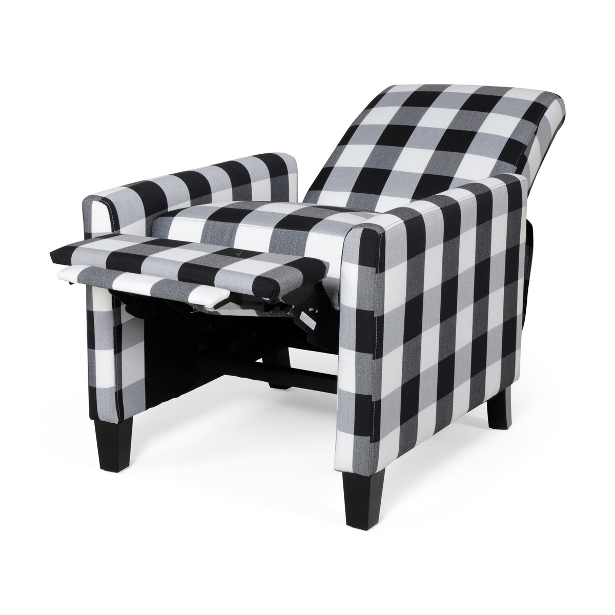 27.5" Wide Manual Club Recliner Black White Fabric
