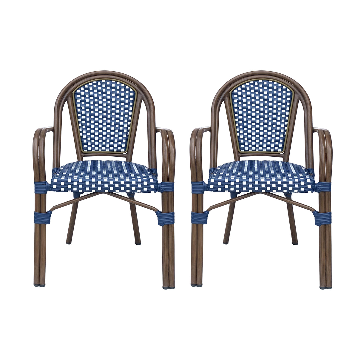 Bistro Chair White Navy Rattan