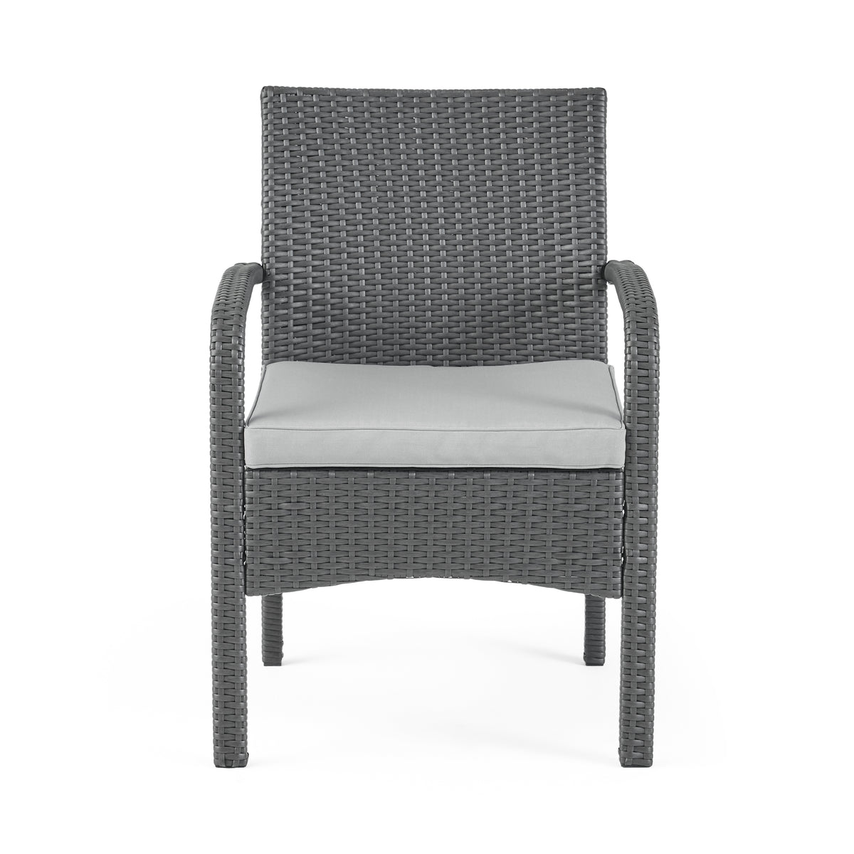 Cordoba Kd Wicker 4 Pc Chat Set Grey Pe Rattan Iron Waterproof Fabric
