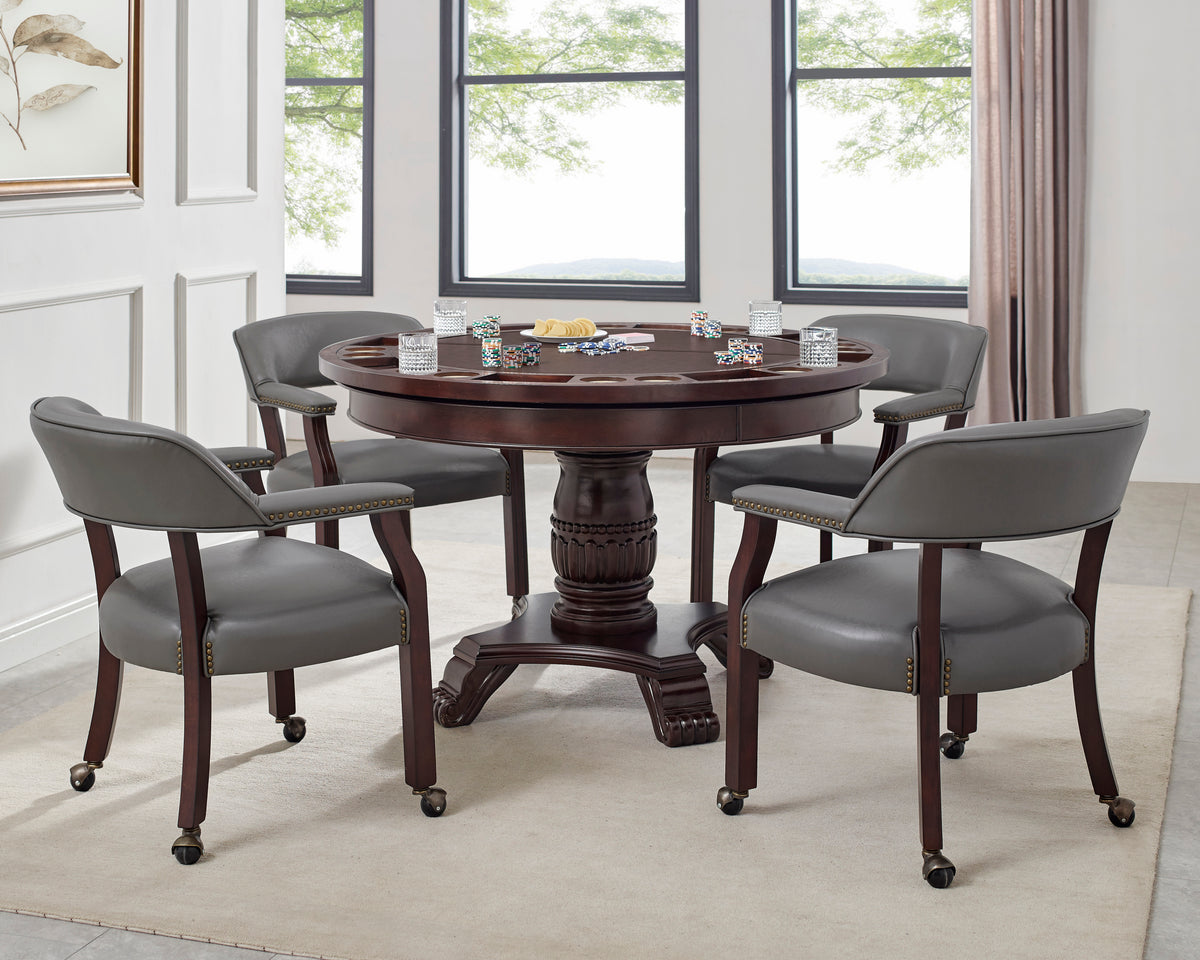 Tournament Arm Chair With Casters Dark Gray Dark Gray Wood