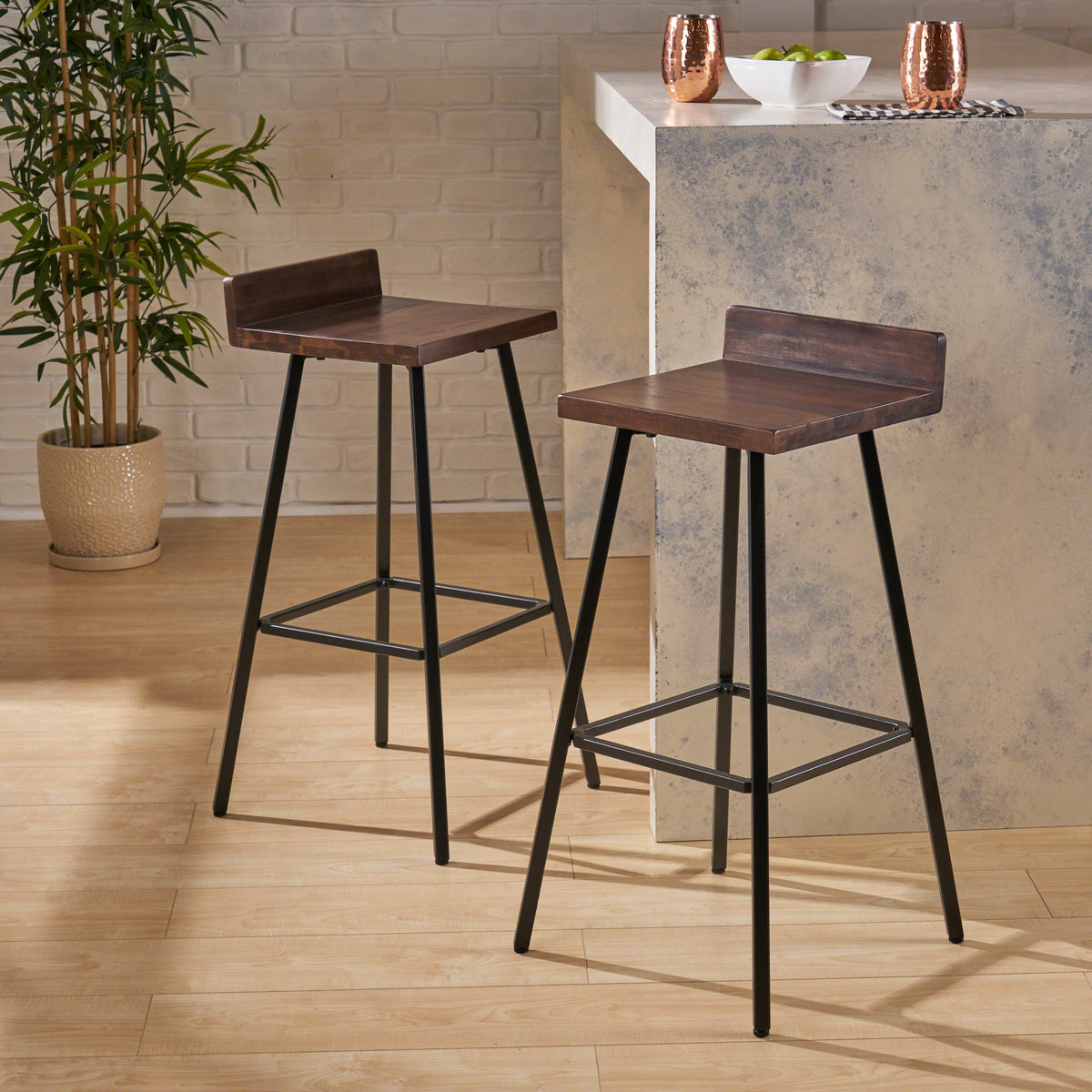 Jut Barstool Brown Acacia Wood