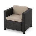 Puerta 4Pc Set Dark Brown Rattan Fabric