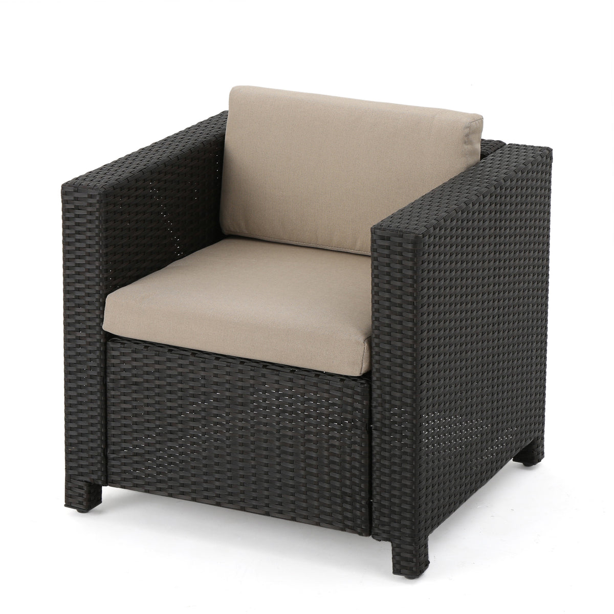 Puerta 4Pc Set Dark Brown Rattan Fabric