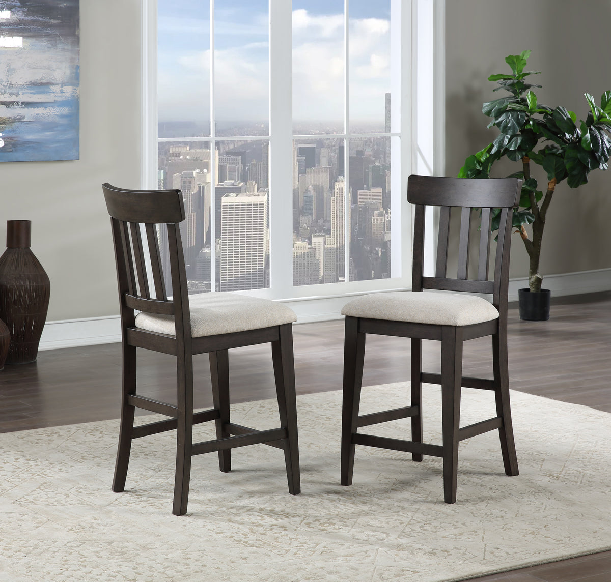 Napa Counter Chair Set Of 2 Brown Dark Brown Wood