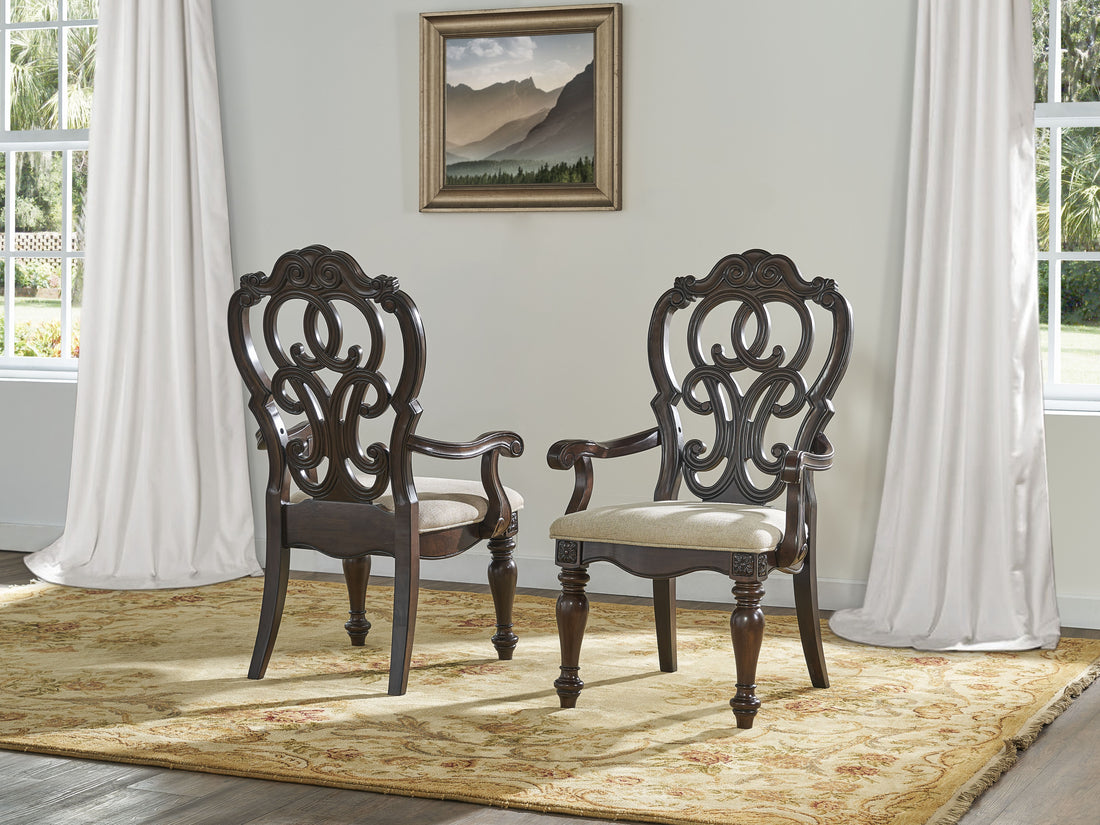 Royale Arm Chair Set Of 2 Dark Brown Dark Brown Fabric