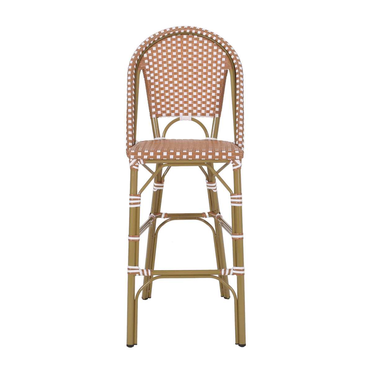 Wicker Bar Stool With Aluminum Frame Set Of 2 Rust Aluminium