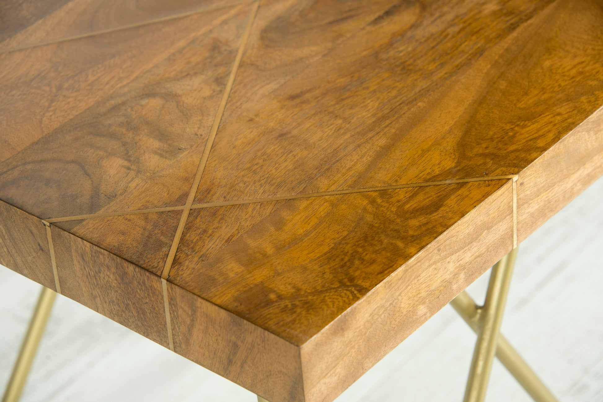 Walter Brass Inlay Sofa Table Brown Brown Iron