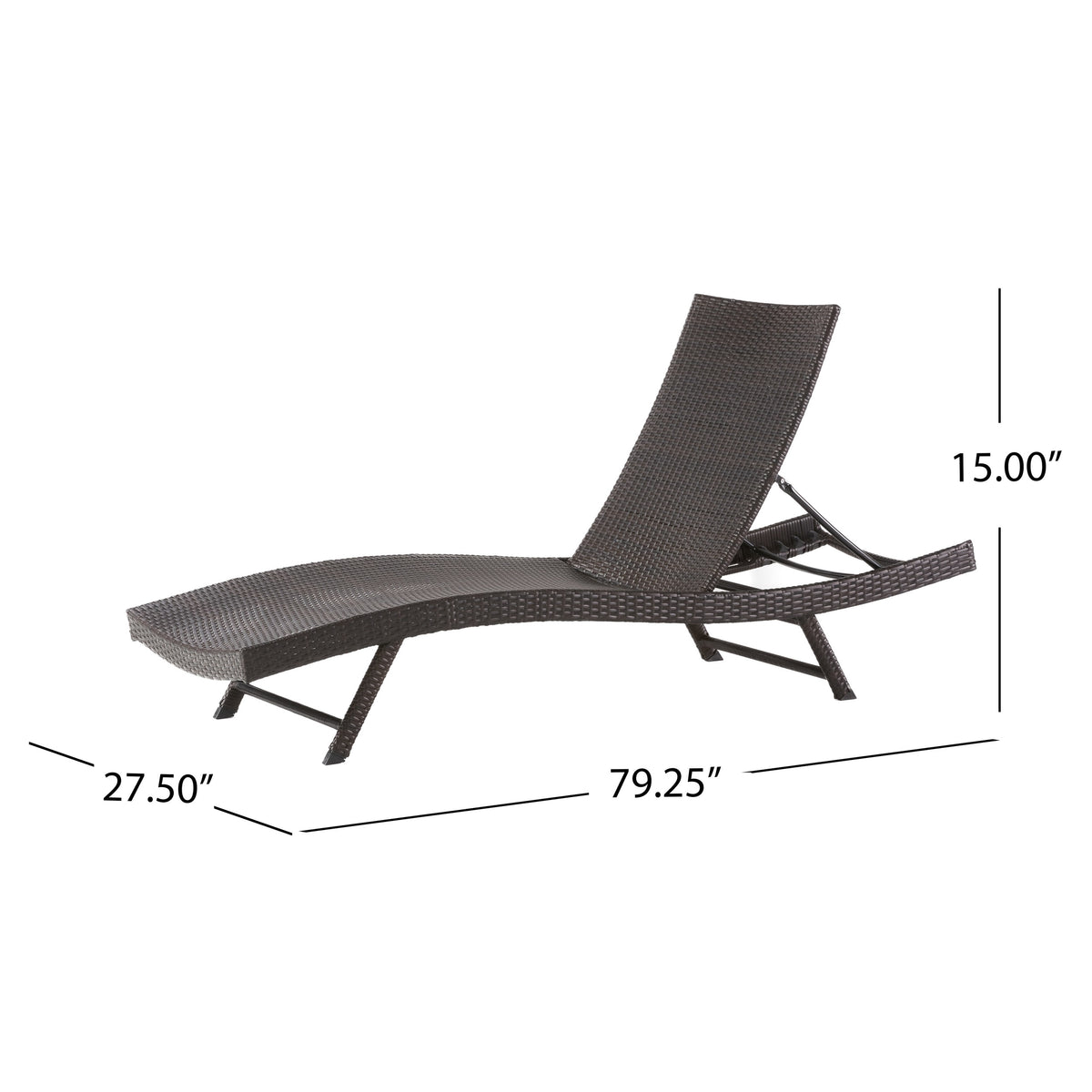 Kauai Pe Wicker Chaise Brown Multi Rattan Metal