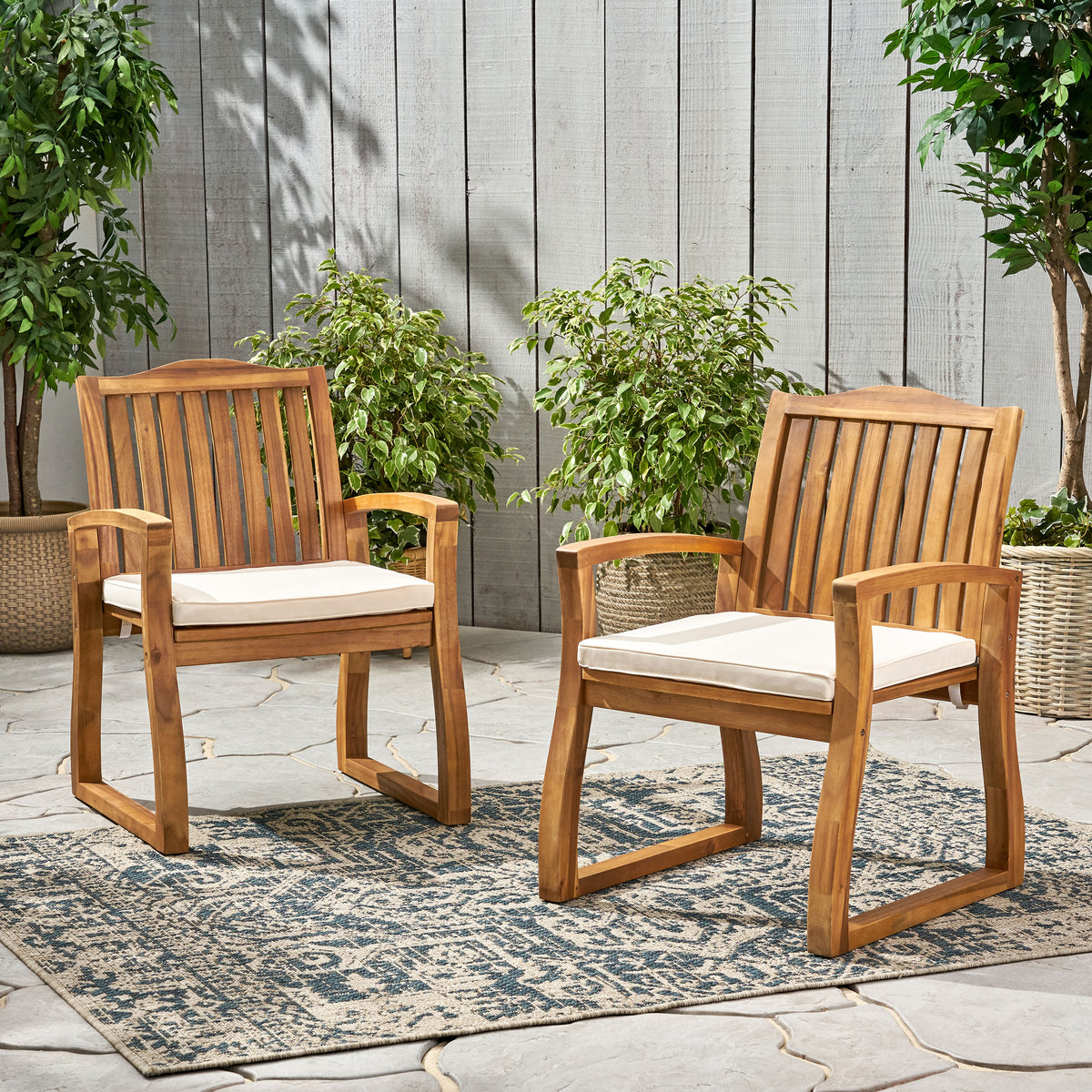 Della Wood Kd Armchair Cream Acacia Wood