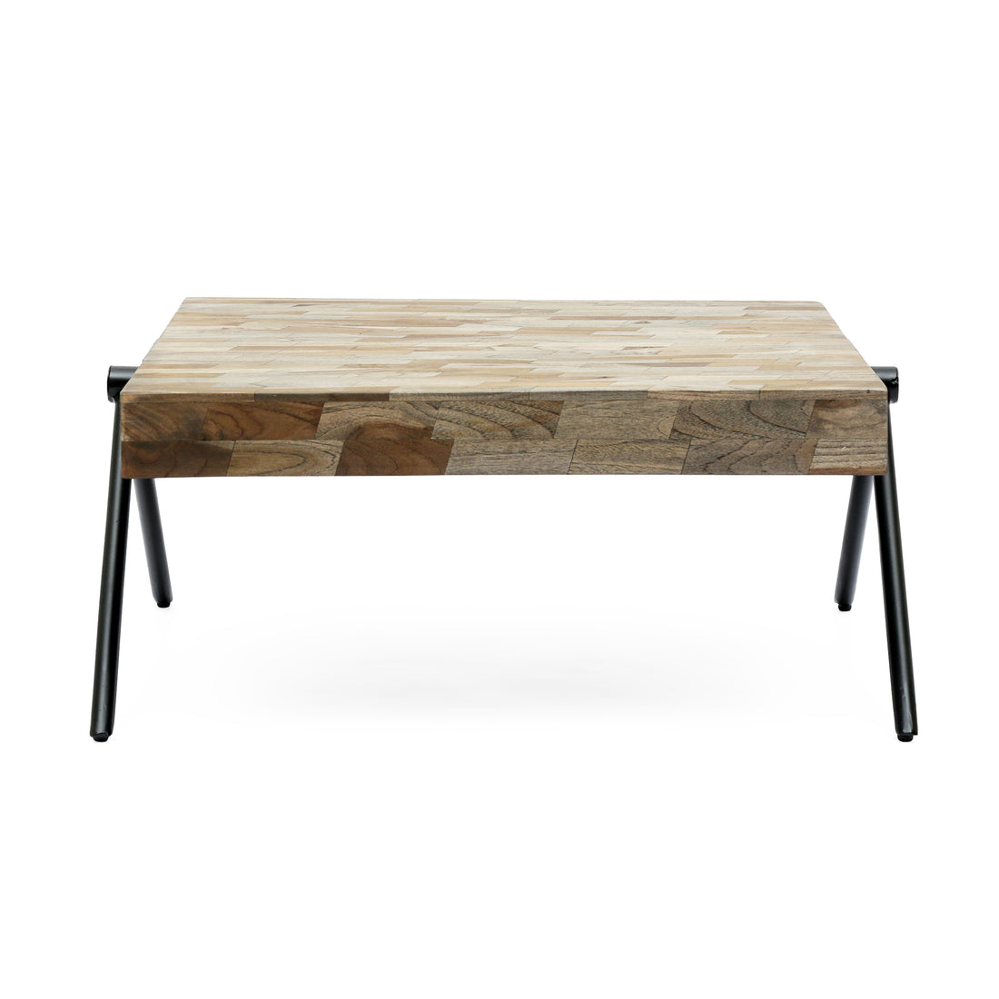 Mango Wood Coffee Table Grey Metal & Wood