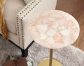 Rosie Rose Quartz Top Chairside Table Beige Beige Iron