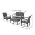 Cordoba Kd Wicker 4 Pc Chat Set Grey Pe Rattan Iron Waterproof Fabric
