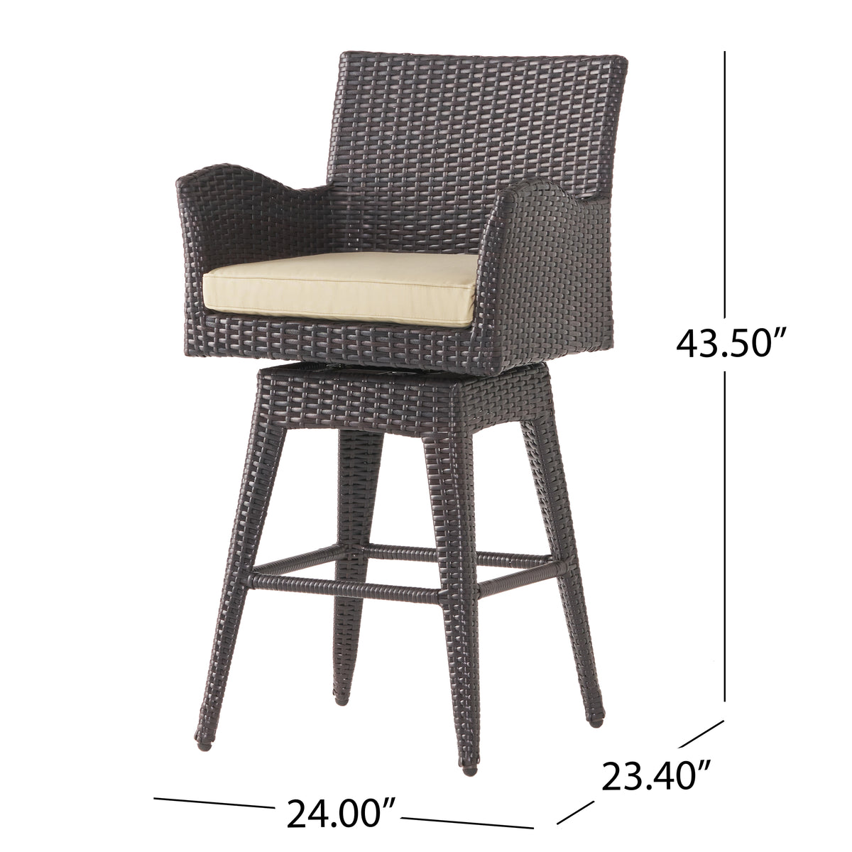 Pe Swivel Arm Bar Stool Brown Multi Rattan