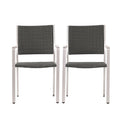 Cape Coral Outdoor Wicker Dining Chairs With Aluminum Frames, 2 Pcs Set, Grey Grey Aluminium