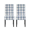 Dining Chair Blue Cream Fabric