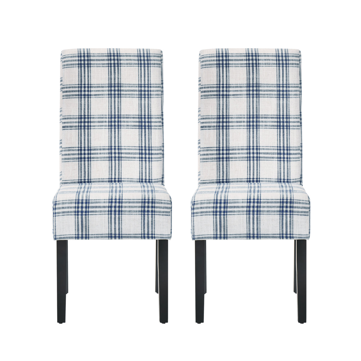 Dining Chair Blue Cream Fabric