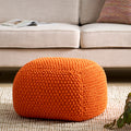 Hollis Knitted Cotton Pouf Cube 20 X 20 X 16 Pouf Orange Cotton