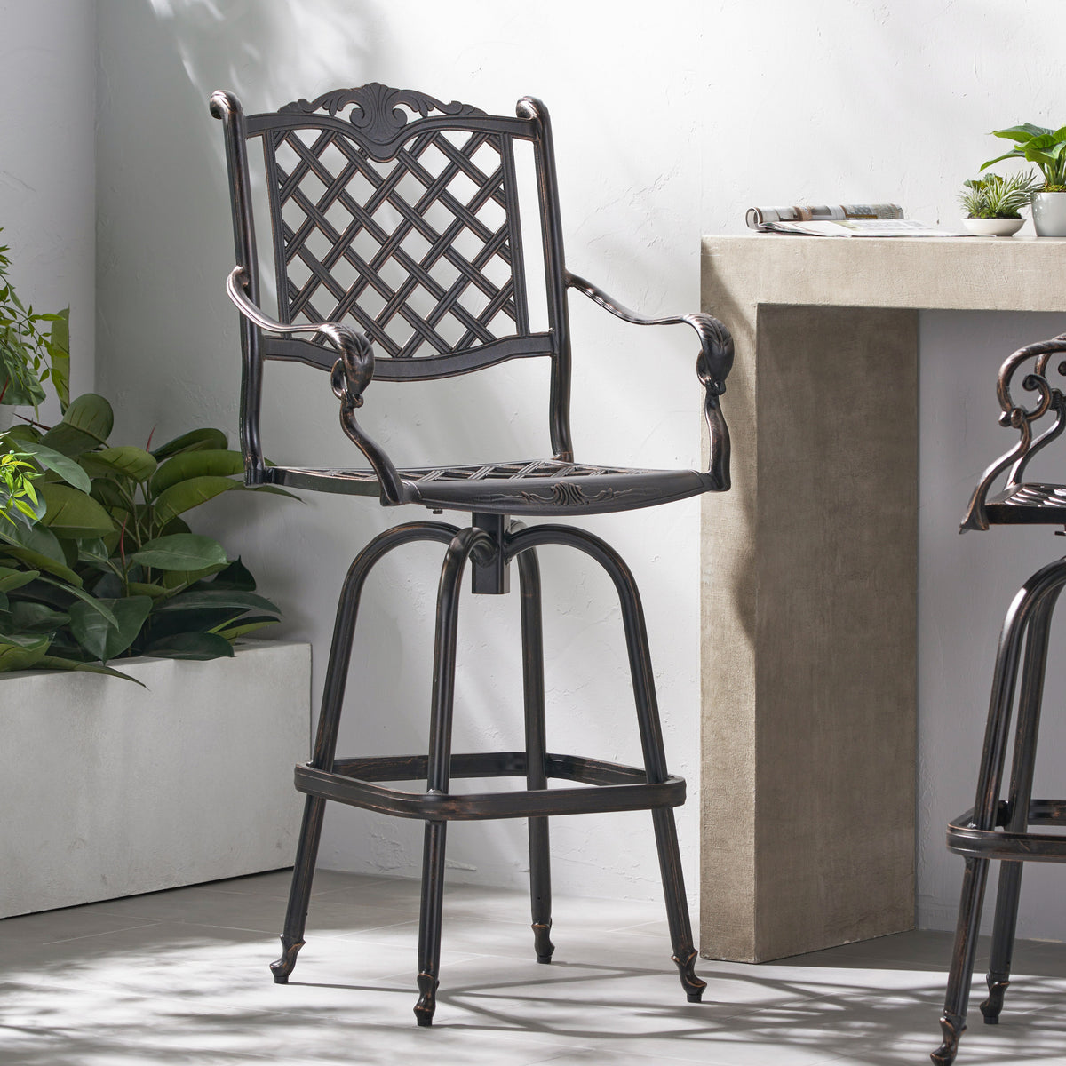 Cast Aluminum Bar Stool Copper Aluminium