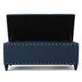 Storage Ottoman Navy Blue Fabric