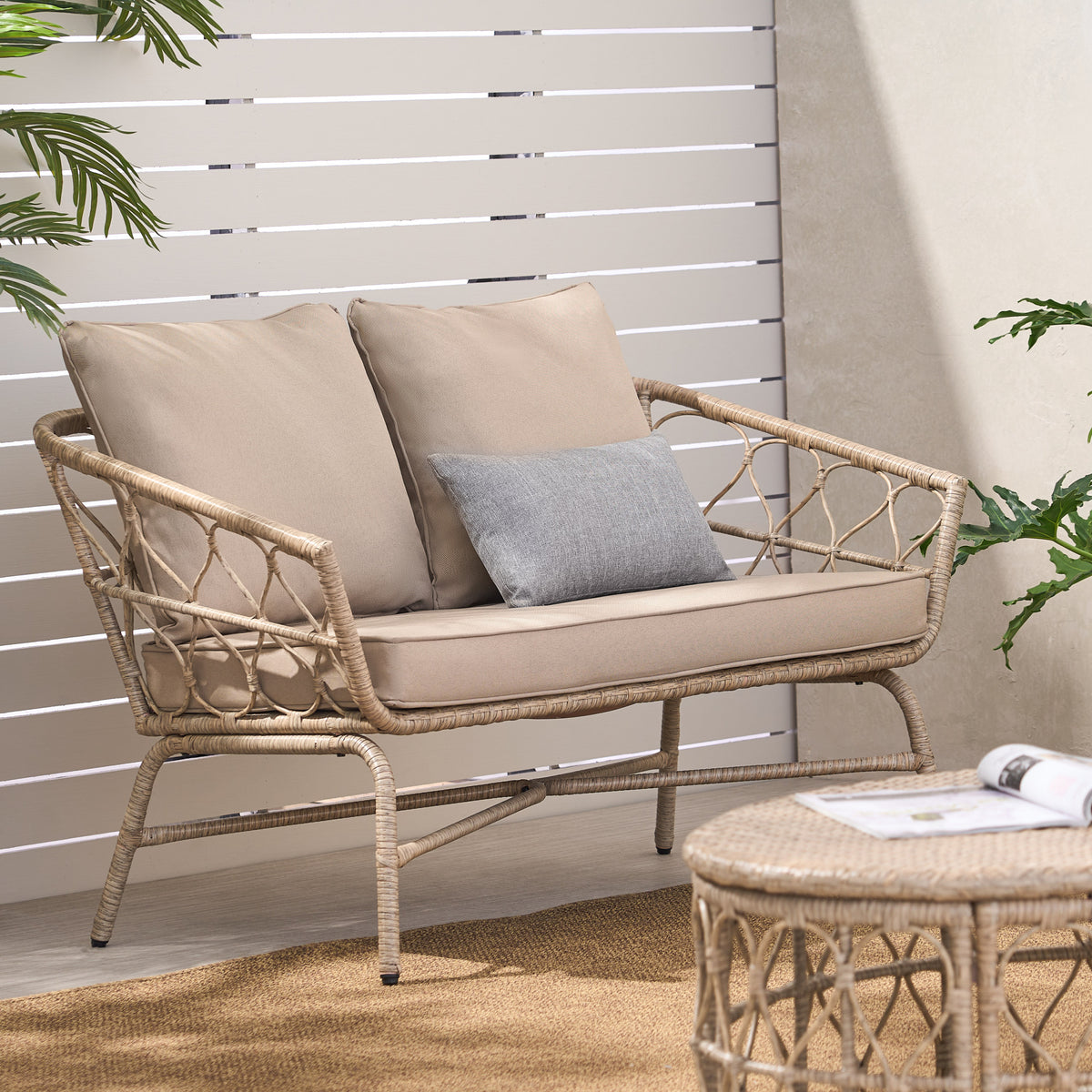 Bruce Seat Brown Pe Rattan Iron Waterproof Fabric