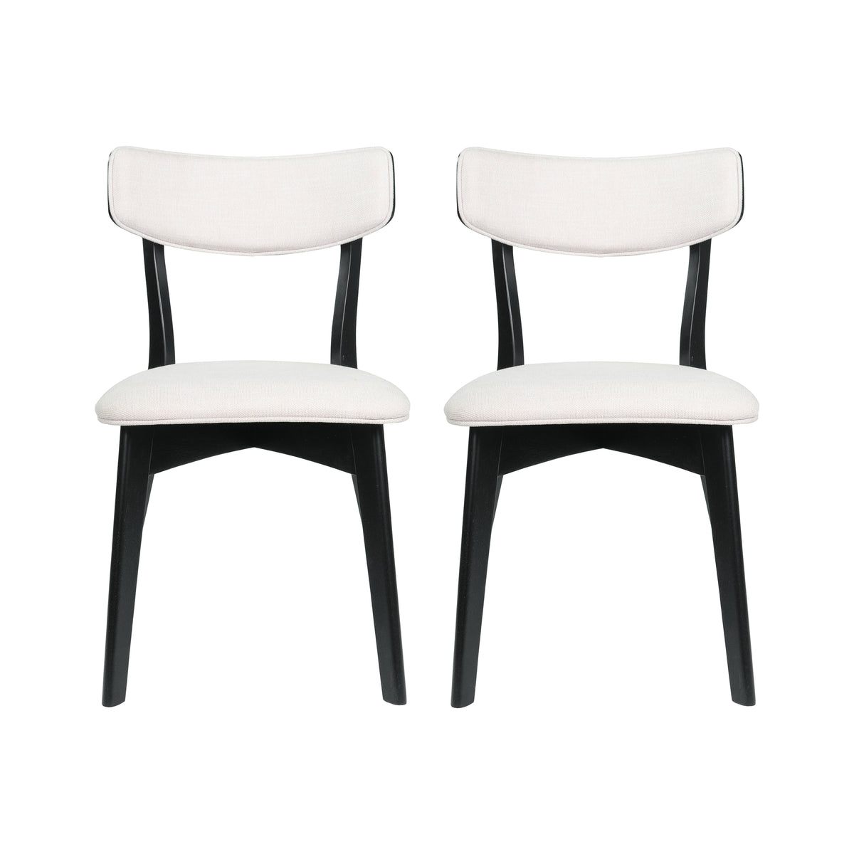 Dining Chair Set Of 2 Light Beige Fabric