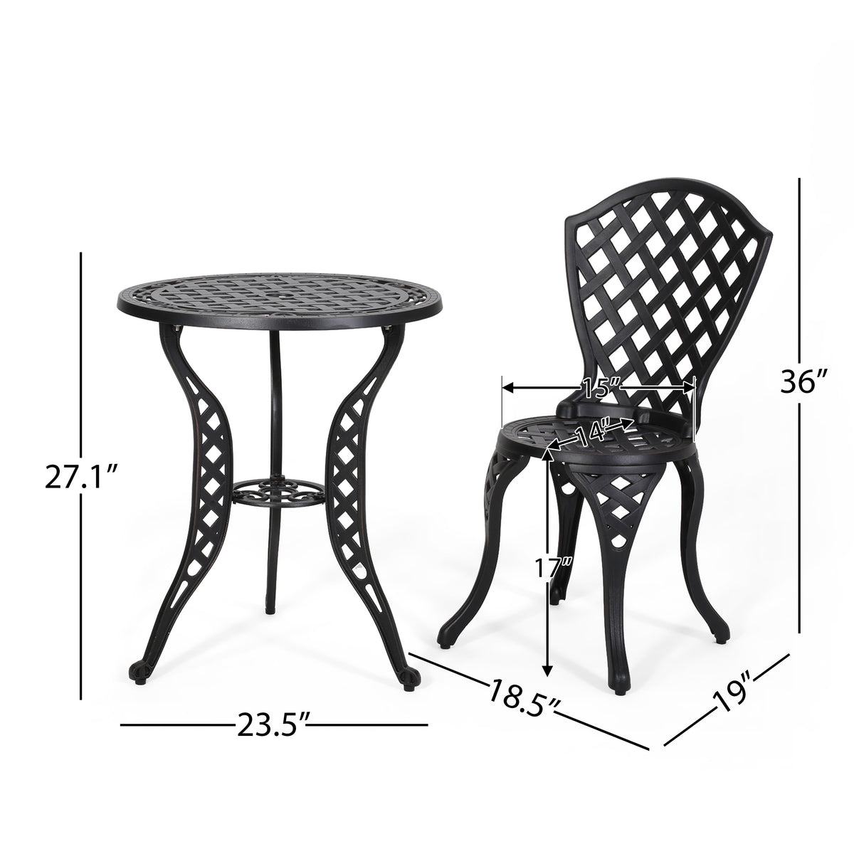 Bono Metal Bistro Set Black Aluminium