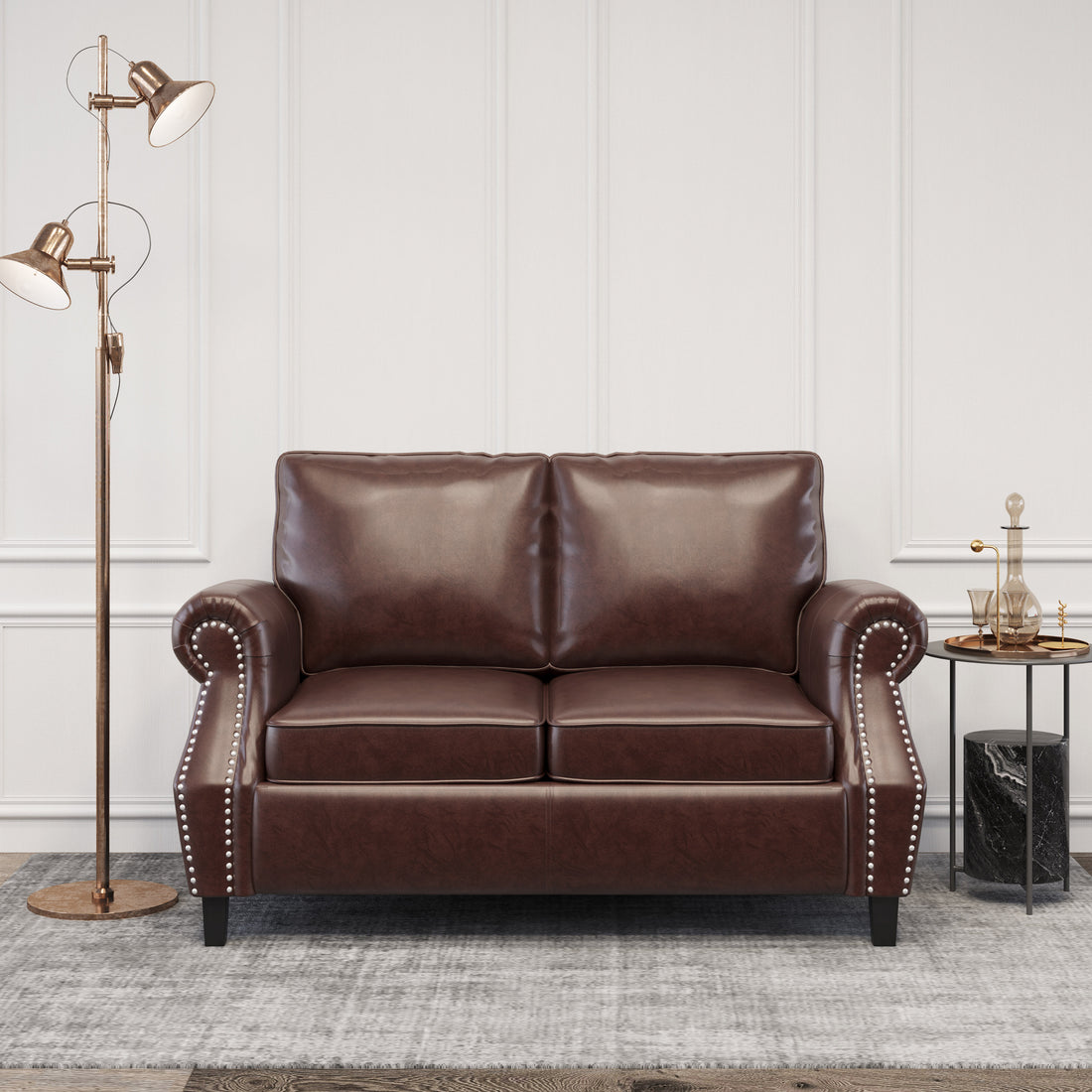 Seat Dark Brown Solid Wood Mdf