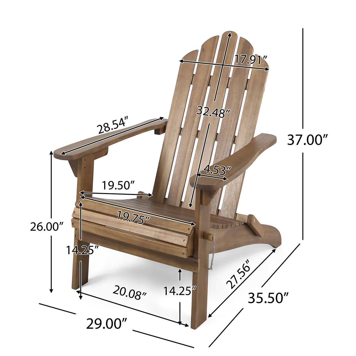 Hollywood Foldable Adirondack Chair Dark Brown Wood