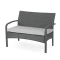 Cordoba Kd Wicker 4 Pc Chat Set Grey Pe Rattan Iron Waterproof Fabric