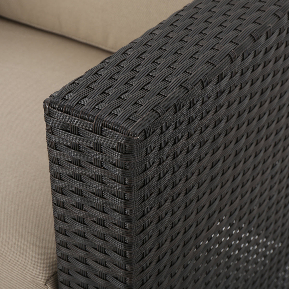 Puerta 4Pc Set Dark Brown Rattan Fabric