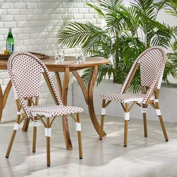 French Bistro Chair Brown White Rattan