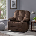 Luxurious Manual Recliner Chair In Chocolate With Skin Friendly Fabric And Dual Cup Holders Chocolate Fabric
