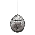 Castaic Hanging Chair With 8Ft Chain Grey Black Pe Rattan Iron