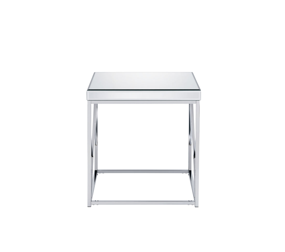 Evelyn Mirror Top End Table Silver Silver Iron