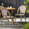 French Bistro Chair Brown White Rattan