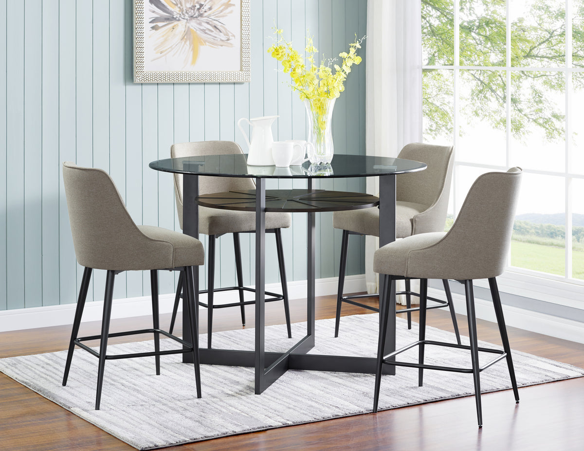 Olson Counter Chair Set Of 2 Khaki Silver White Fabric