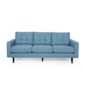 Jenny Contemporary Tufted Fabric 3 Seater Sofa Blue Fabric