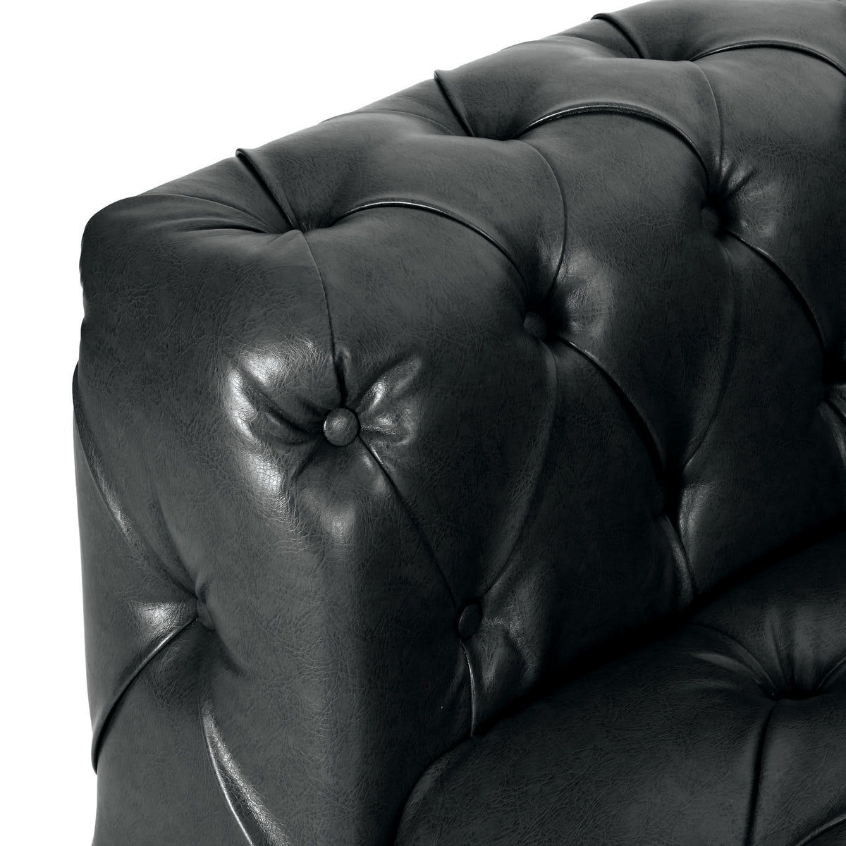 Mirod Comfy 3 Seat Sofa With Wooden Legs, Pu, For Living Room And Study Black Pu 3 Seat