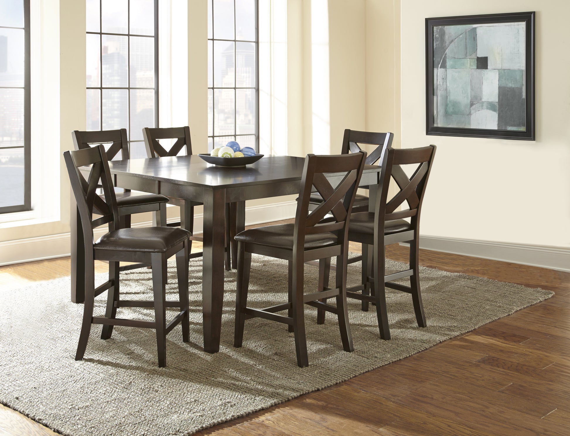 Crosspointe Counter Table Brown Brown Wood