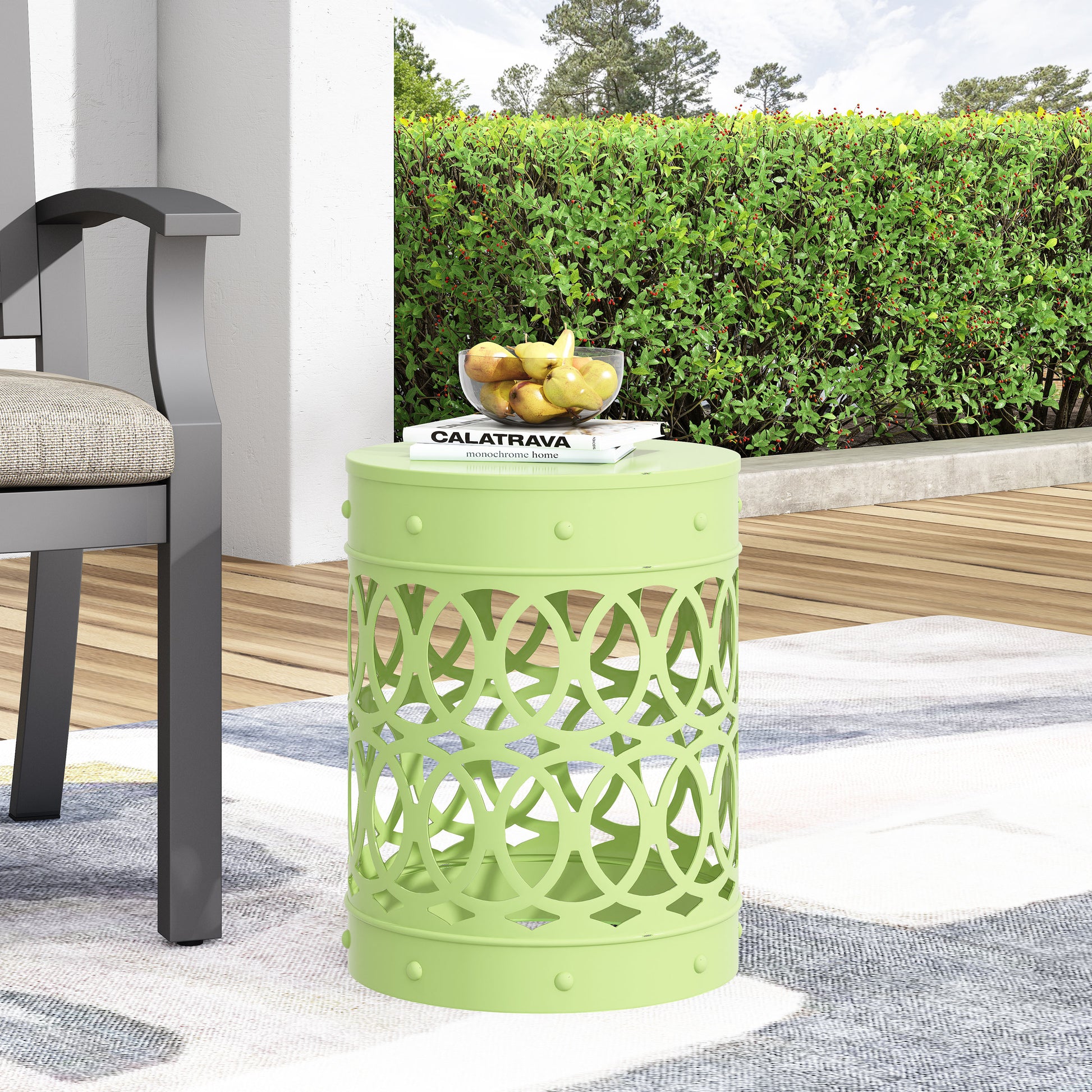 Metal End Table Large Green Iron