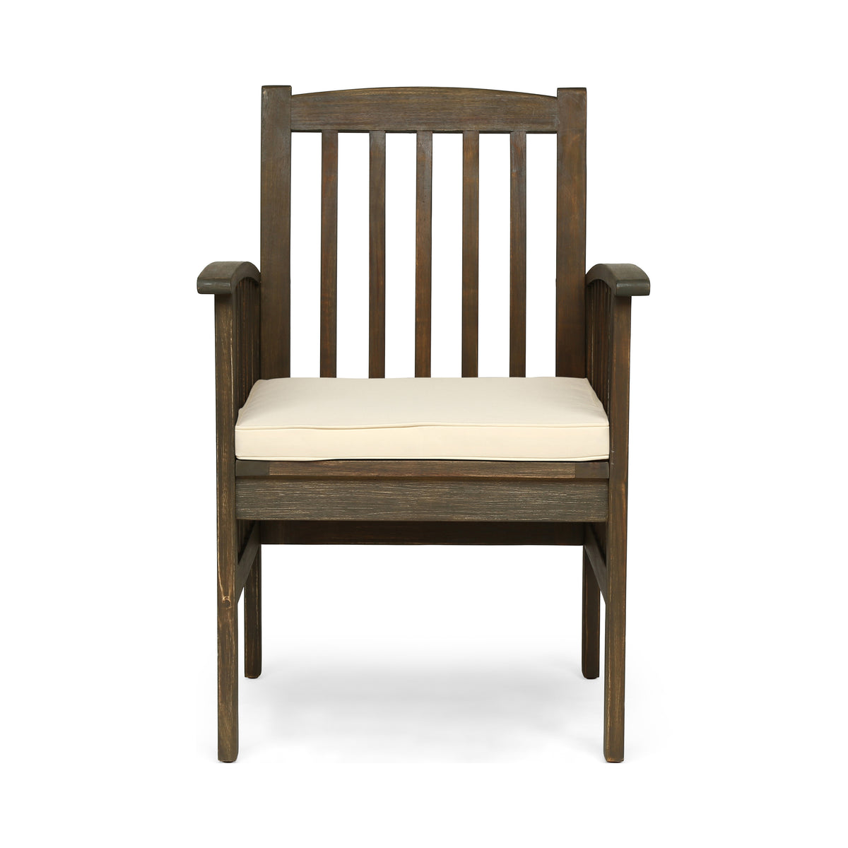 Casa Acacia Dining Chair,2Pcs With 2 Cushions Grey Cream Acacia Wood