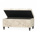 Parisian Storage Ottoman Beige Reclaimed Natural Fabric