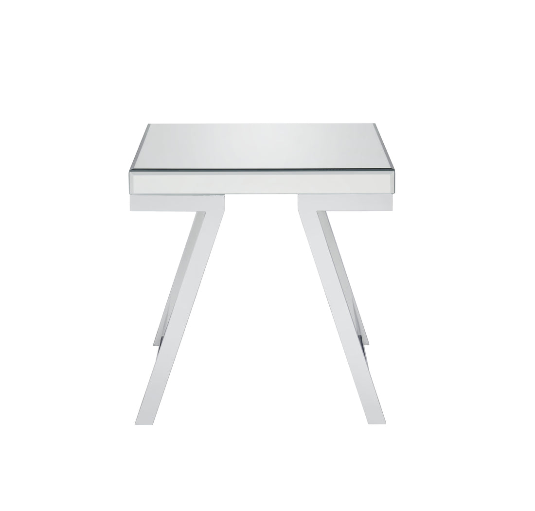 Alfresco Mirrored Top Square End Table Silver Silver Wood