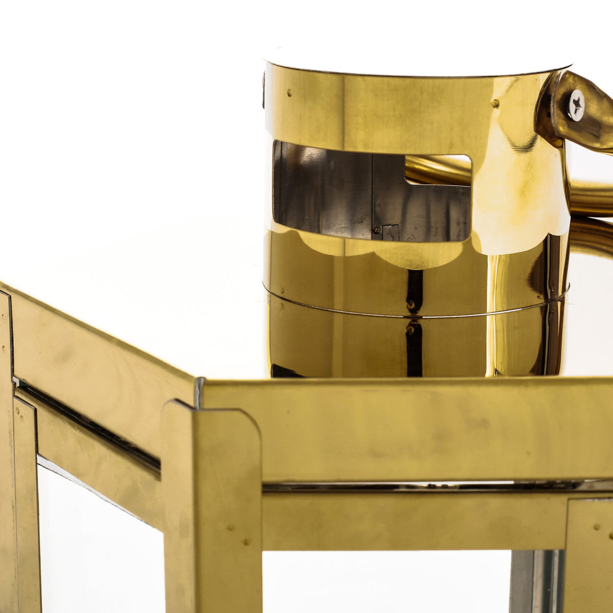 Frank 16"H Stainless Steel Lantern Gold Stainless Steel