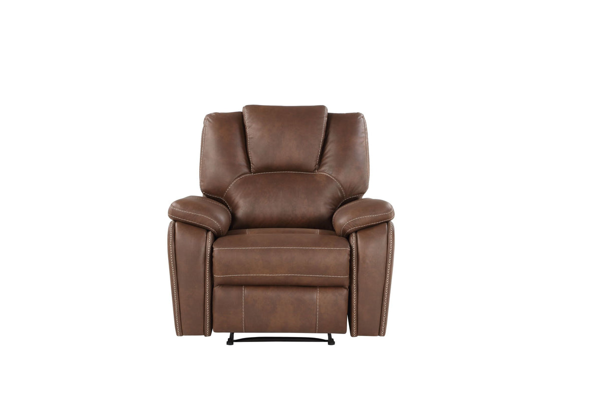 Katrine 3 Piece Living Room Set Brown Dark Brown Fabric