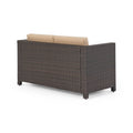 Puerta 4Pc Set Dark Brown Rattan Fabric