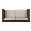 Puerta 4Pc Set Dark Brown Rattan Fabric